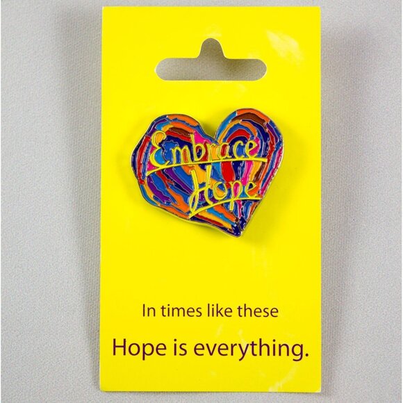 Penzey's Spices Embrace Hope Heart-Shaped Lapel Pin Rainbow Colors - Picture 1 of 4